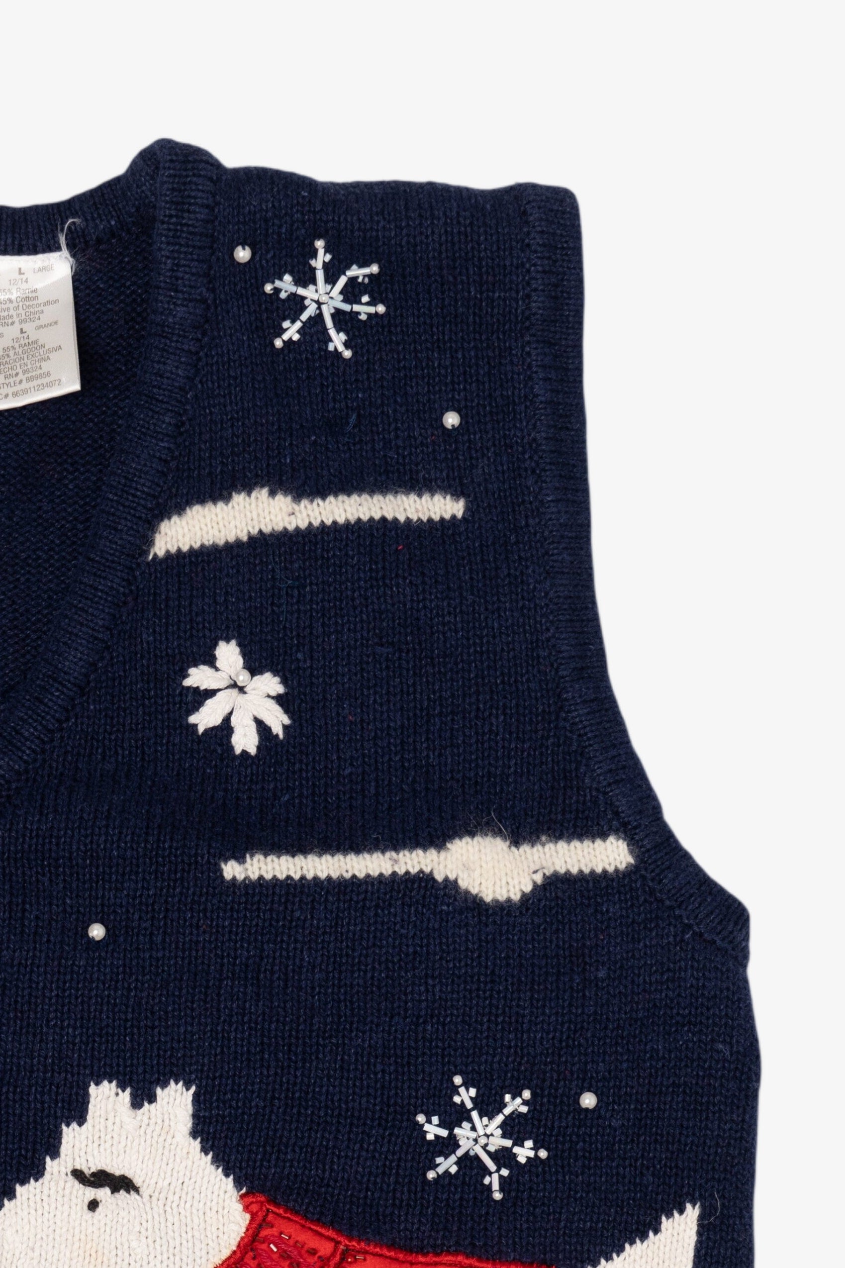 Vintage Navy Blue Bobbie Brooks Dogs Ugly Christmas Vest (1990s)