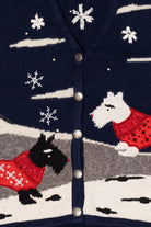 Vintage Navy Blue Bobbie Brooks Dogs Ugly Christmas Vest (1990s)