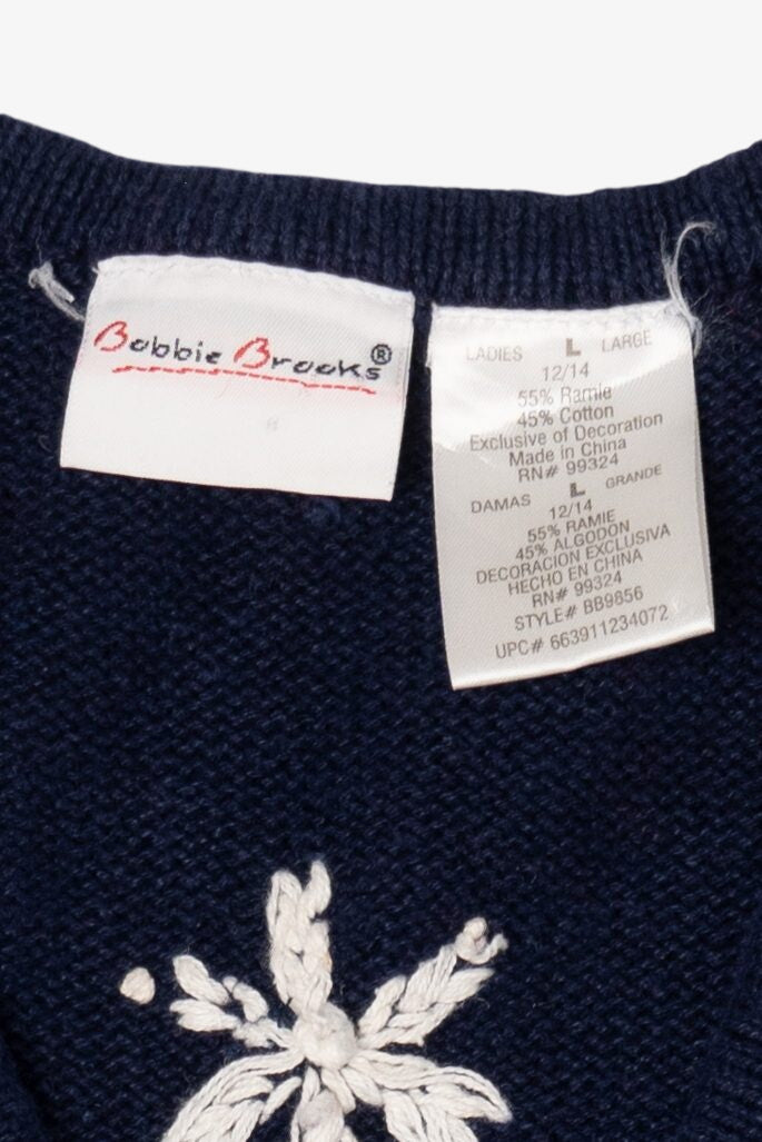 Vintage Navy Blue Bobbie Brooks Dogs Ugly Christmas Vest (1990s)