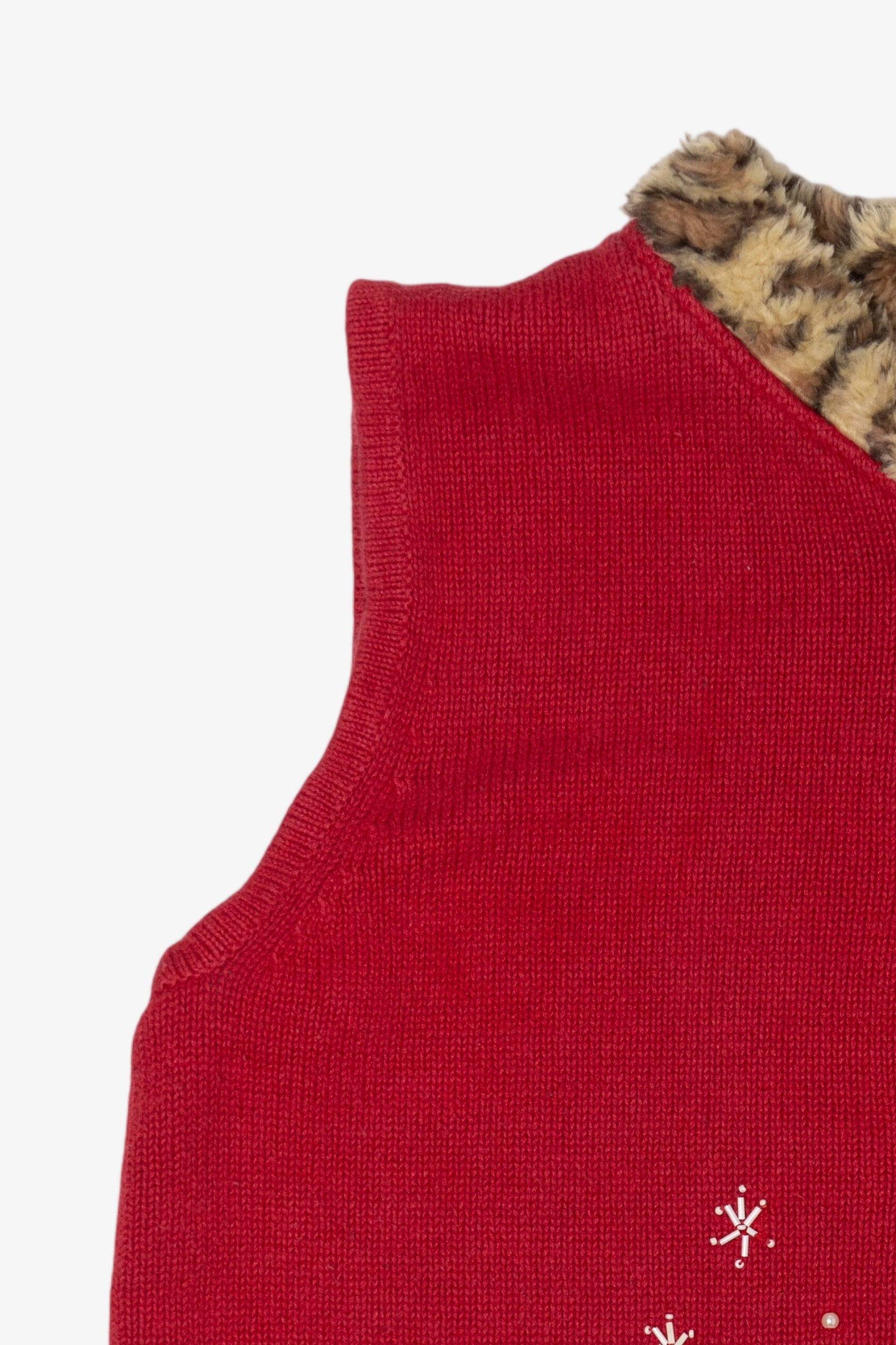 Vintage Red Crystal Kobe Snowmen Ugly Christmas Vest (1990s)