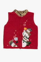 Vintage Red Crystal Kobe Snowmen Ugly Christmas Vest (1990s)