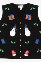 Vintage Black Croft & Barrow Snowmen Ugly Christmas Vest (1990s)