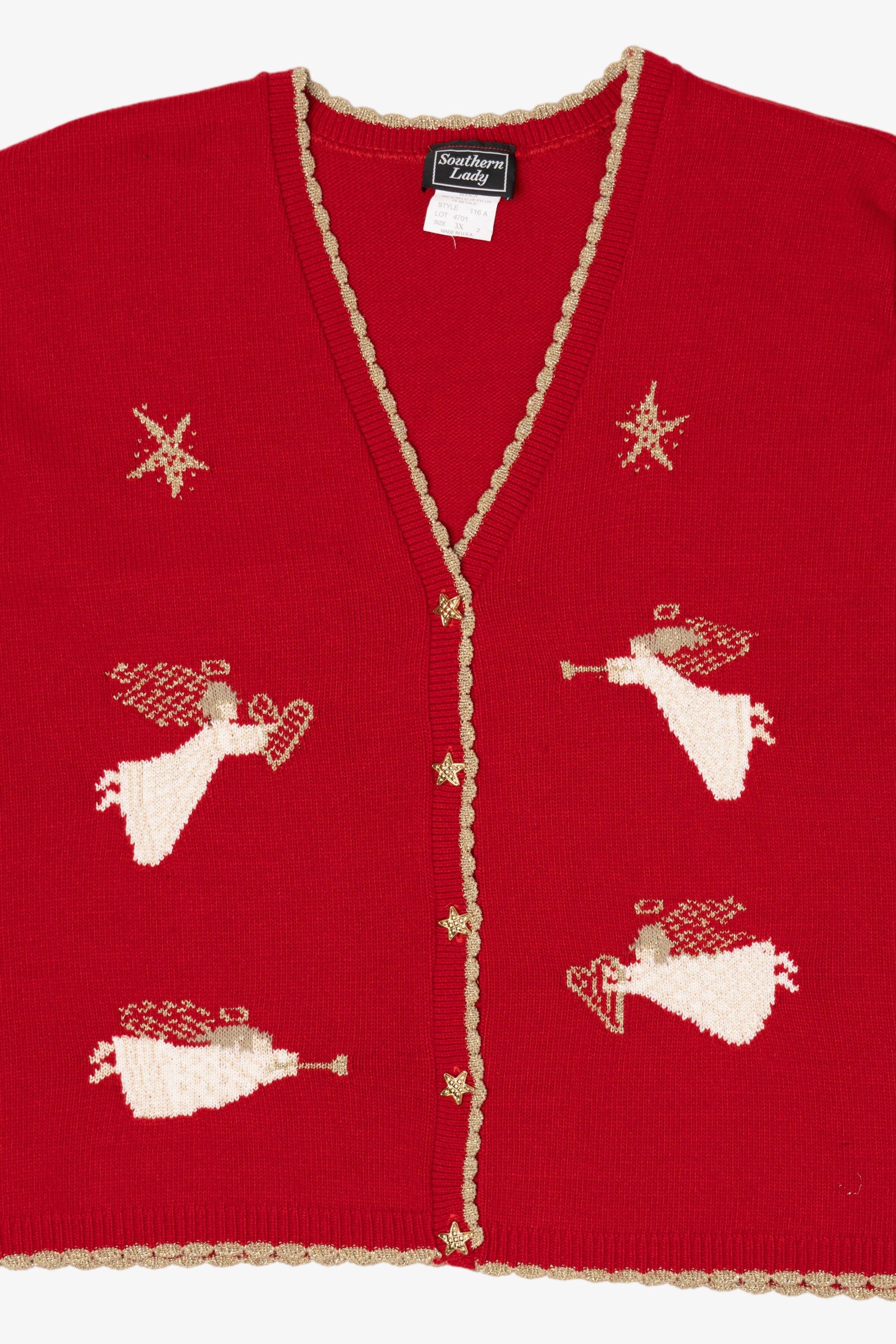 Vintage Red Southern Lady Angels Ugly Christmas Vest (1990s)