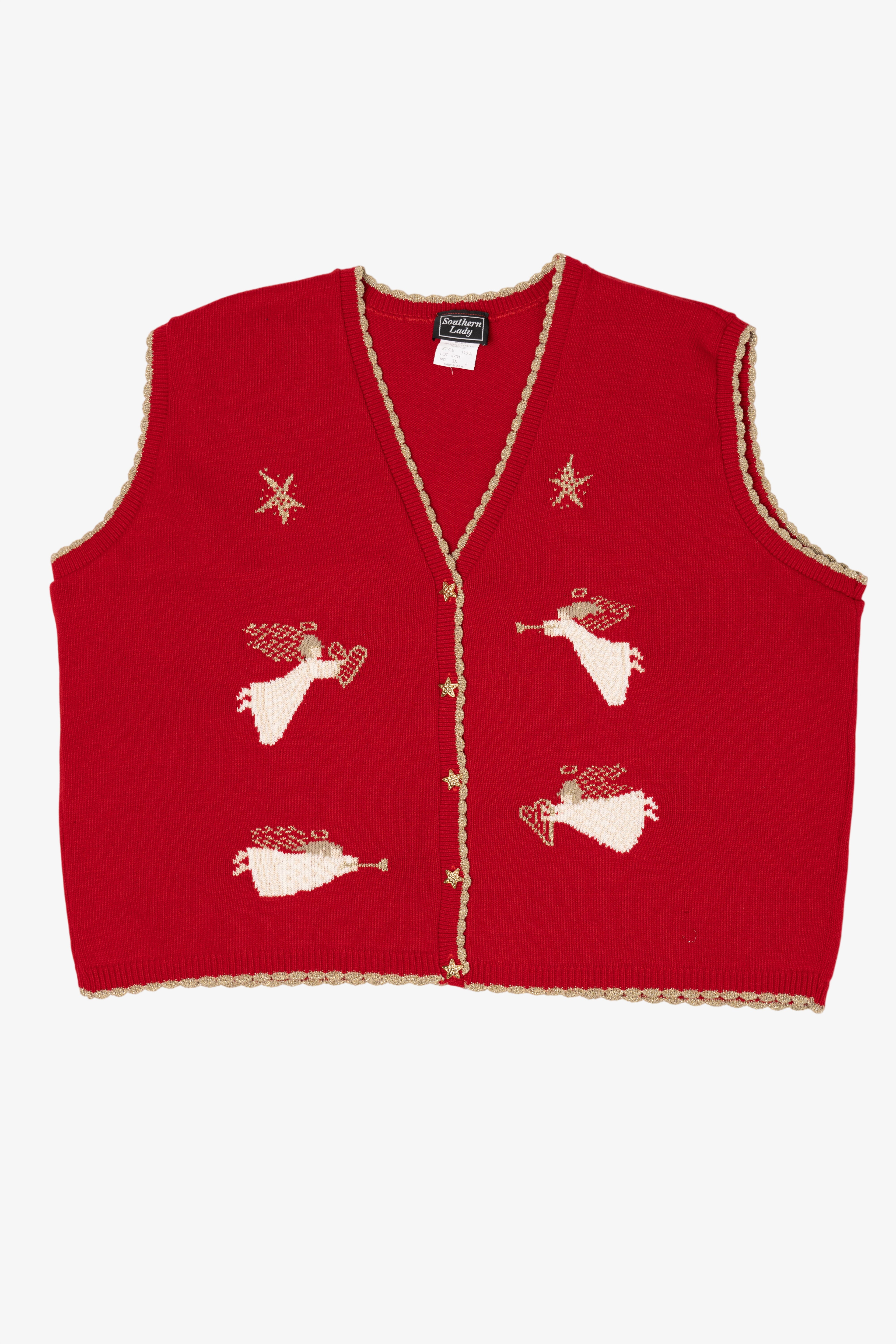 Vintage Red Southern Lady Angels Ugly Christmas Vest (1990s)