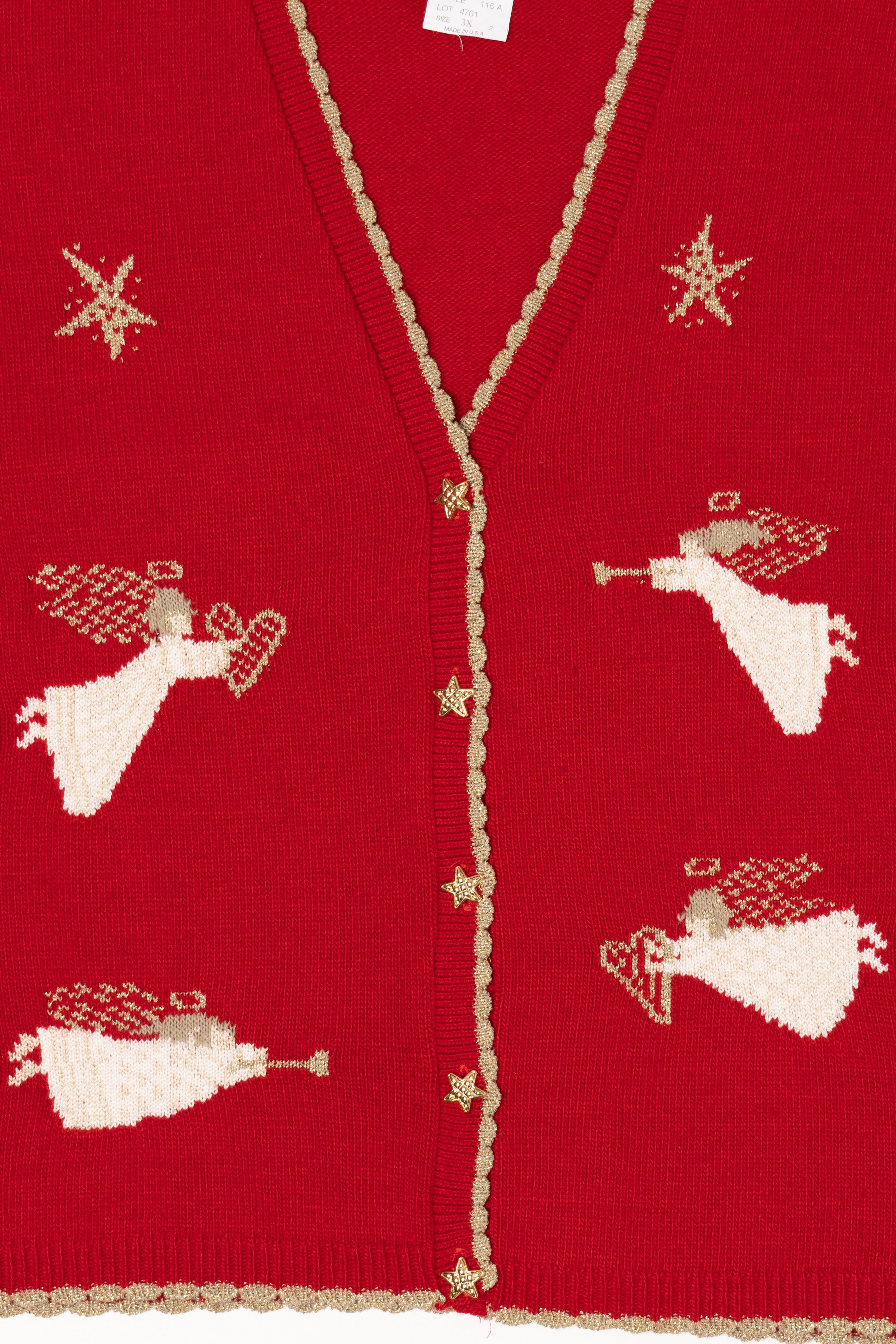 Vintage Red Southern Lady Angels Ugly Christmas Vest (1990s)