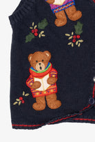 Vintage White Stag Caroling Teddy Bears Ugly Christmas Vest (1990s)