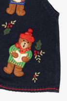 Vintage White Stag Caroling Teddy Bears Ugly Christmas Vest (1990s)