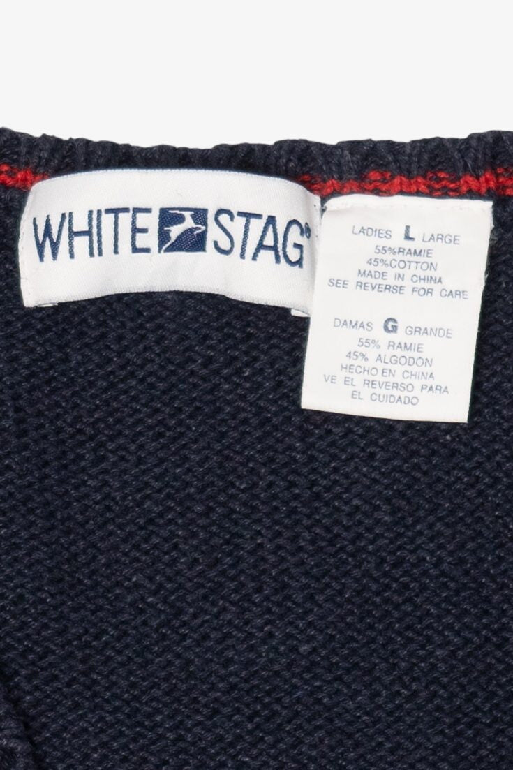 Vintage White Stag Caroling Teddy Bears Ugly Christmas Vest (1990s)
