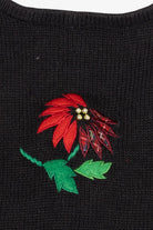 Vintage Black Poinsettias Ugly Christmas Vest (1990s)