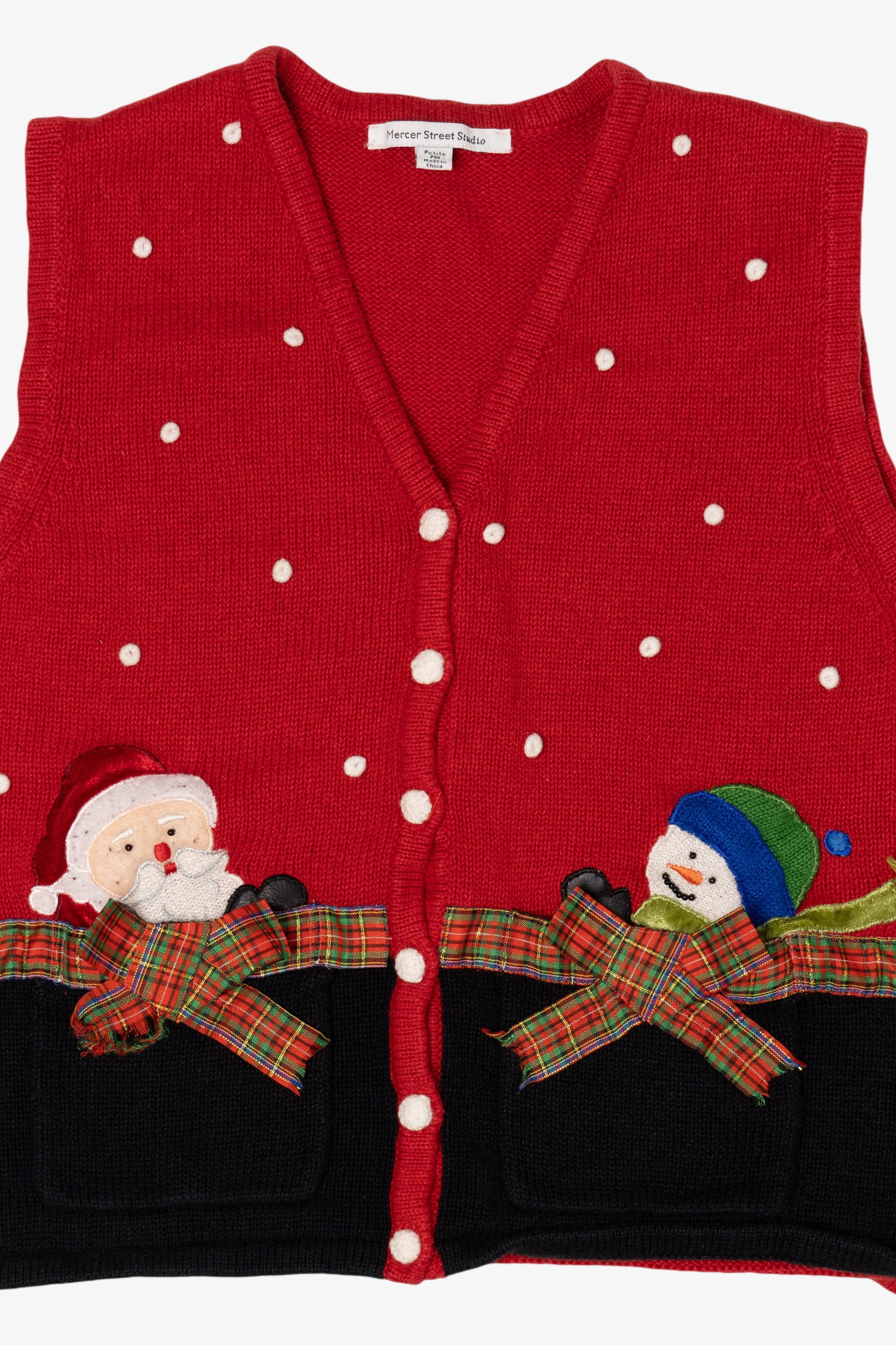 Vintage Red Mercer Street Studio Santa Ugly Christmas Vest (1990s)