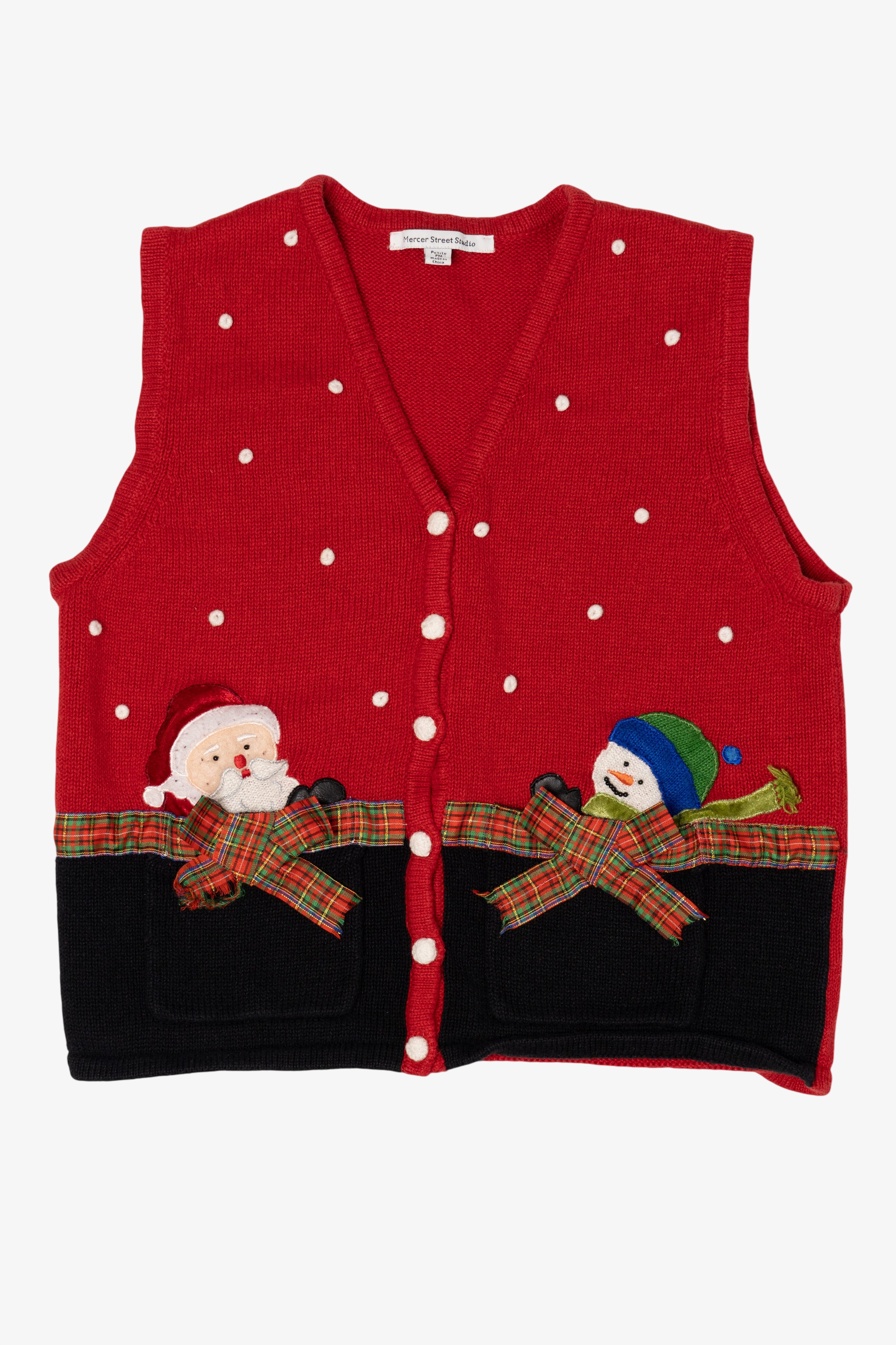 Vintage Red Mercer Street Studio Santa Ugly Christmas Vest (1990s)