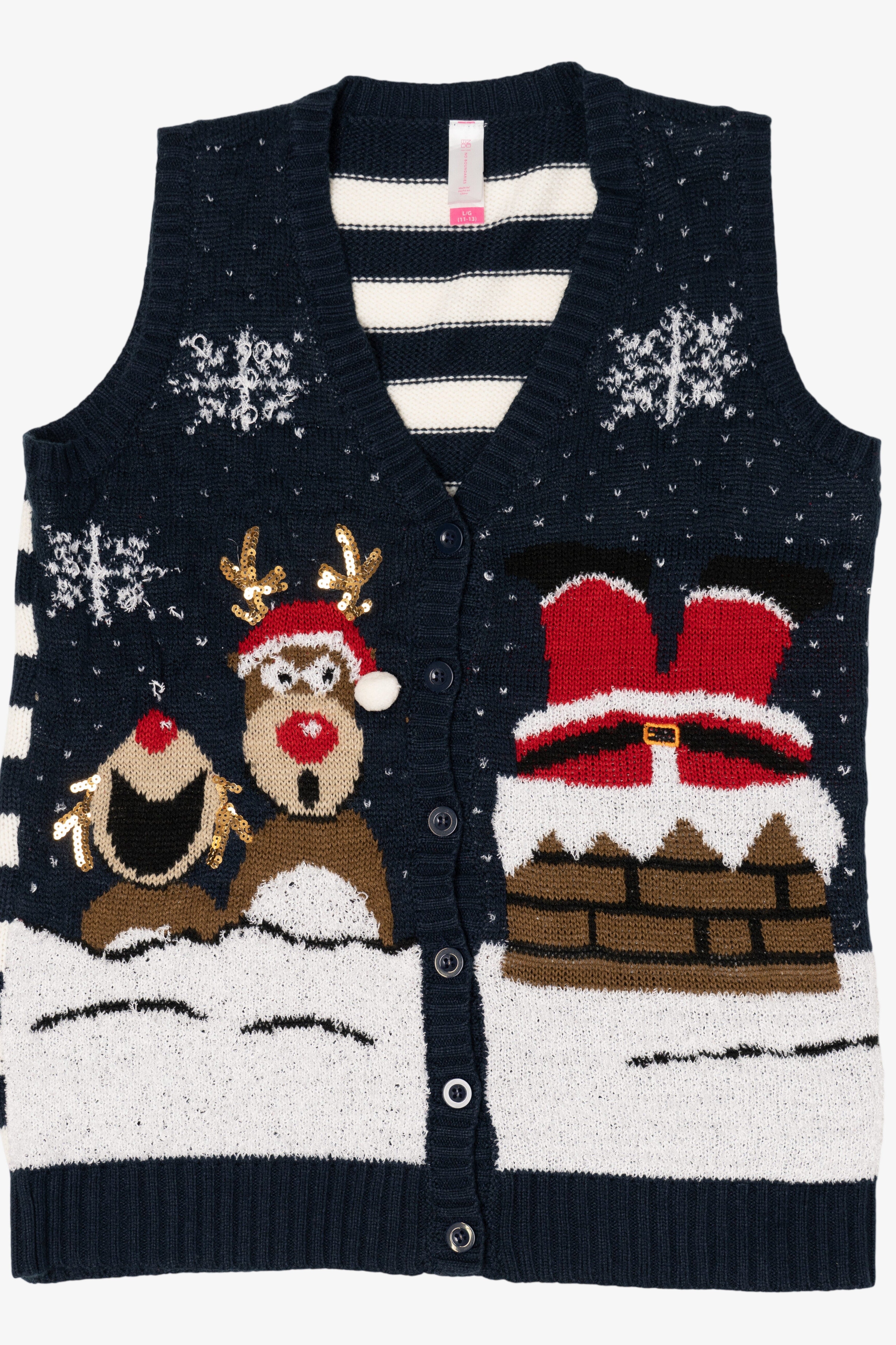 Navy Blue No Boundaries Santa Ugly Christmas Vest (2010s)