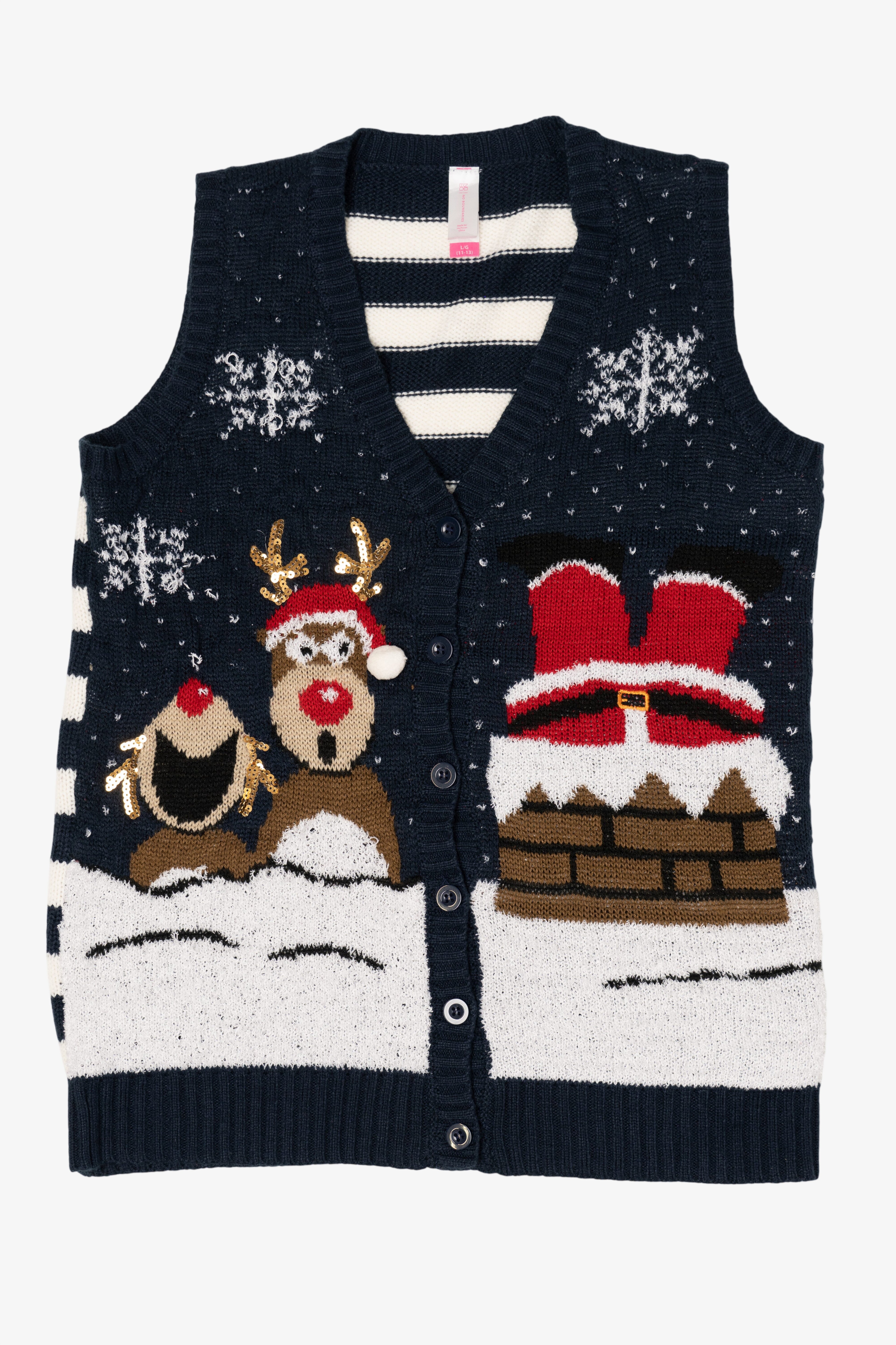 Navy Blue No Boundaries Santa Ugly Christmas Vest (2010s)