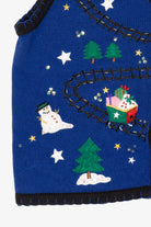 Vintage Blue Bobbie Brooks Santa Train Ugly Christmas Vest (2000s)
