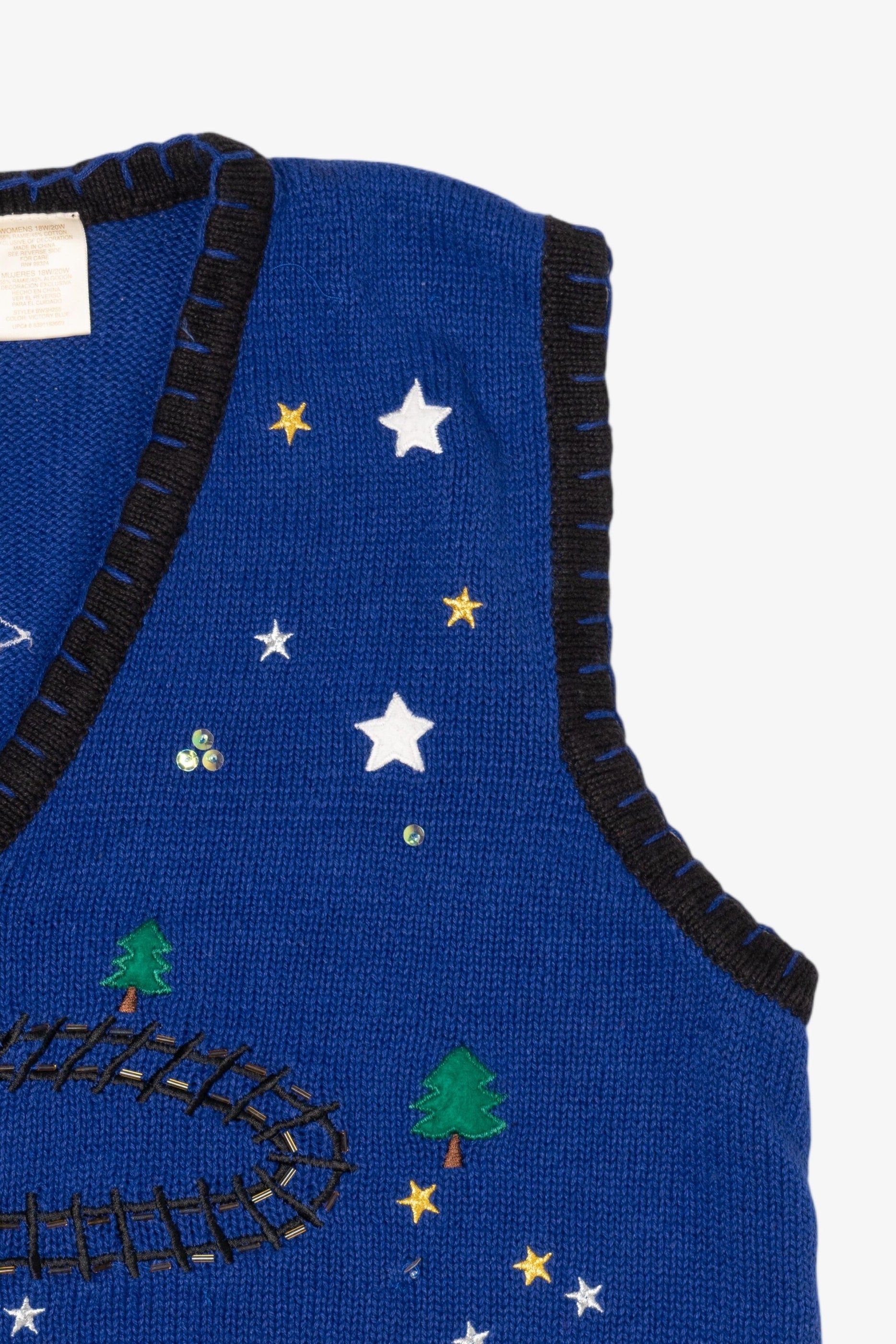 Vintage Blue Bobbie Brooks Santa Train Ugly Christmas Vest (2000s)