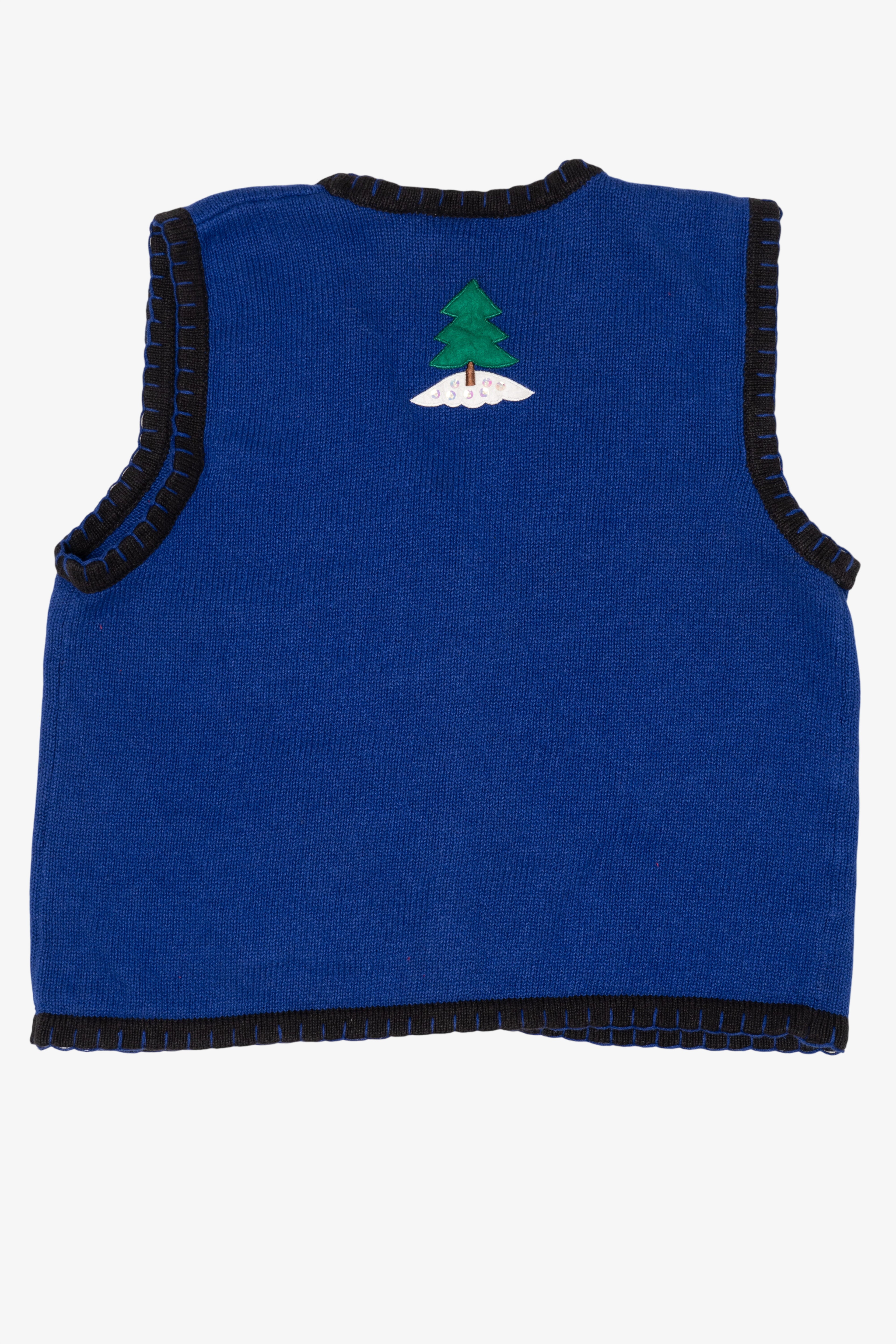 Vintage Blue Bobbie Brooks Santa Train Ugly Christmas Vest (2000s)