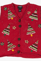 Vintage Red Studio Joy Trees Ugly Christmas Vest (1990s)