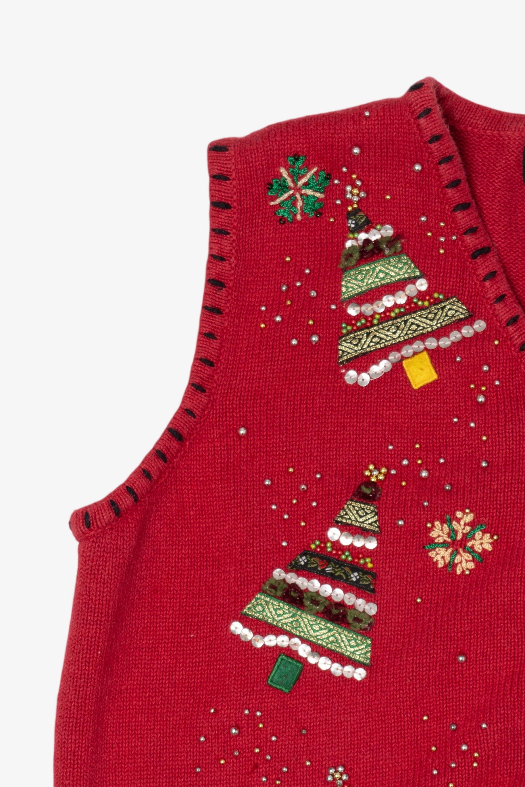 Vintage Red Studio Joy Trees Ugly Christmas Vest (1990s)