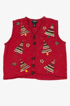 Vintage Red Studio Joy Trees Ugly Christmas Vest (1990s)