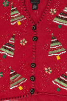 Vintage Red Studio Joy Trees Ugly Christmas Vest (1990s)