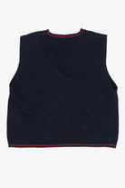 Vintage Navy Blue White Stag Caroling Teddy Bears Ugly Christmas Vest (1990s)