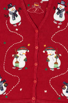 Vintage Red Bobbie Brooks Snowmen Ugly Christmas Vest (1990s)
