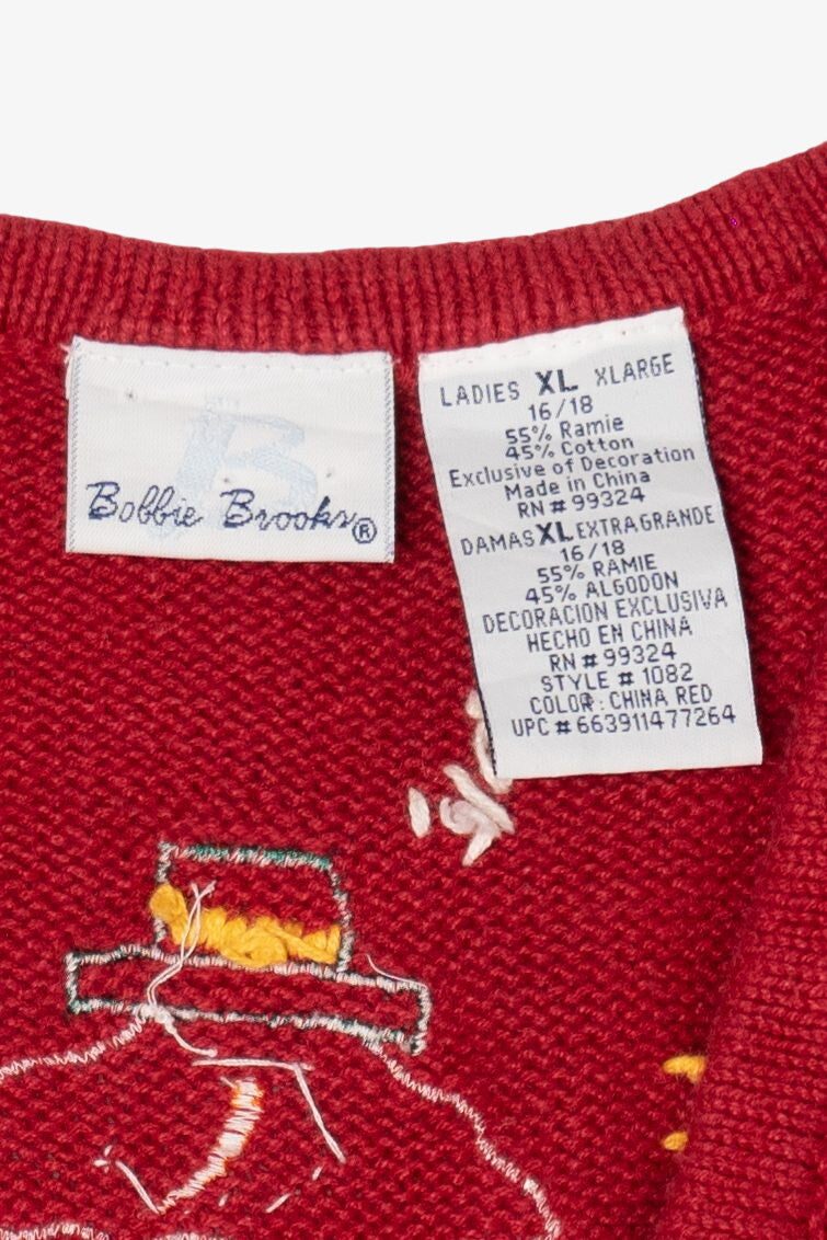 Vintage Red Bobbie Brooks Snowmen Ugly Christmas Vest (1990s)