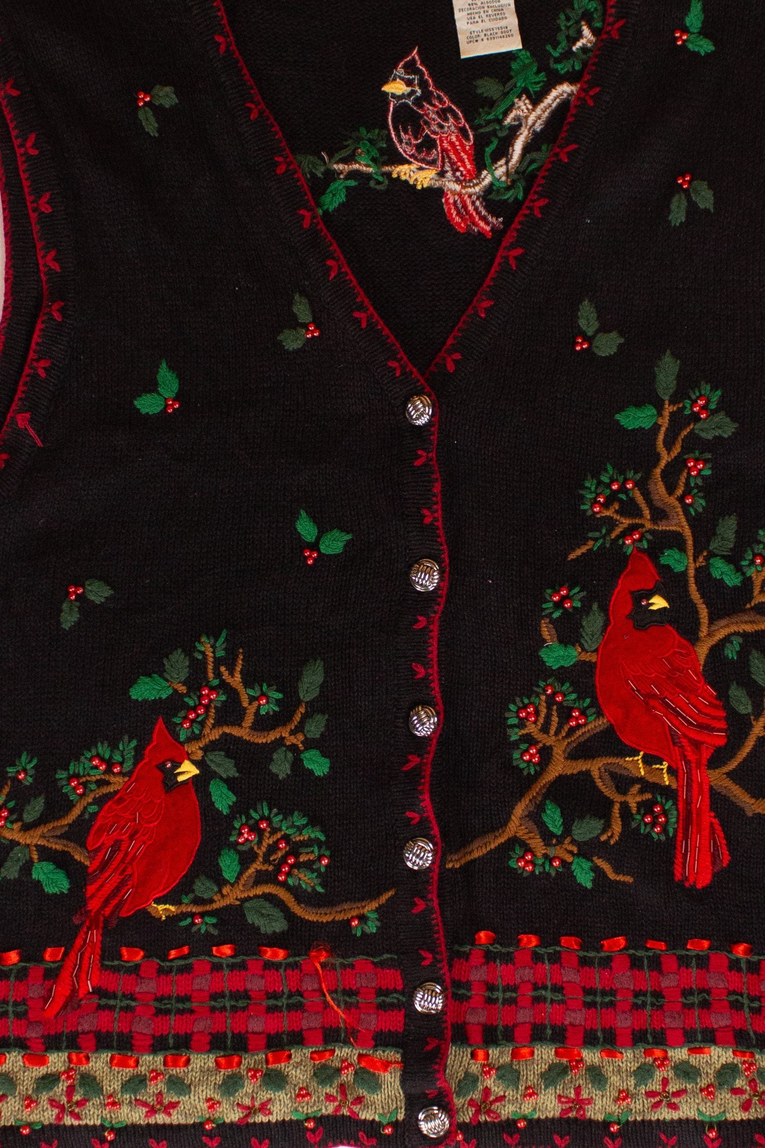 Vintage Black Cardinals Ugly Christmas Vest (1990s)