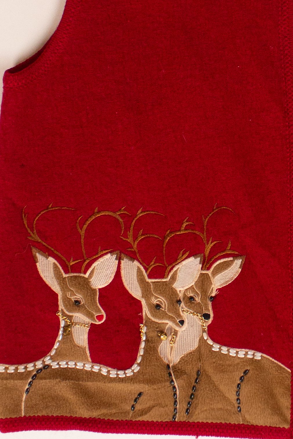 Red Wool Reindeer Ugly Christmas Vest (1990s)
