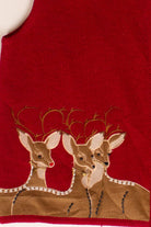 Red Wool Reindeer Ugly Christmas Vest (1990s)