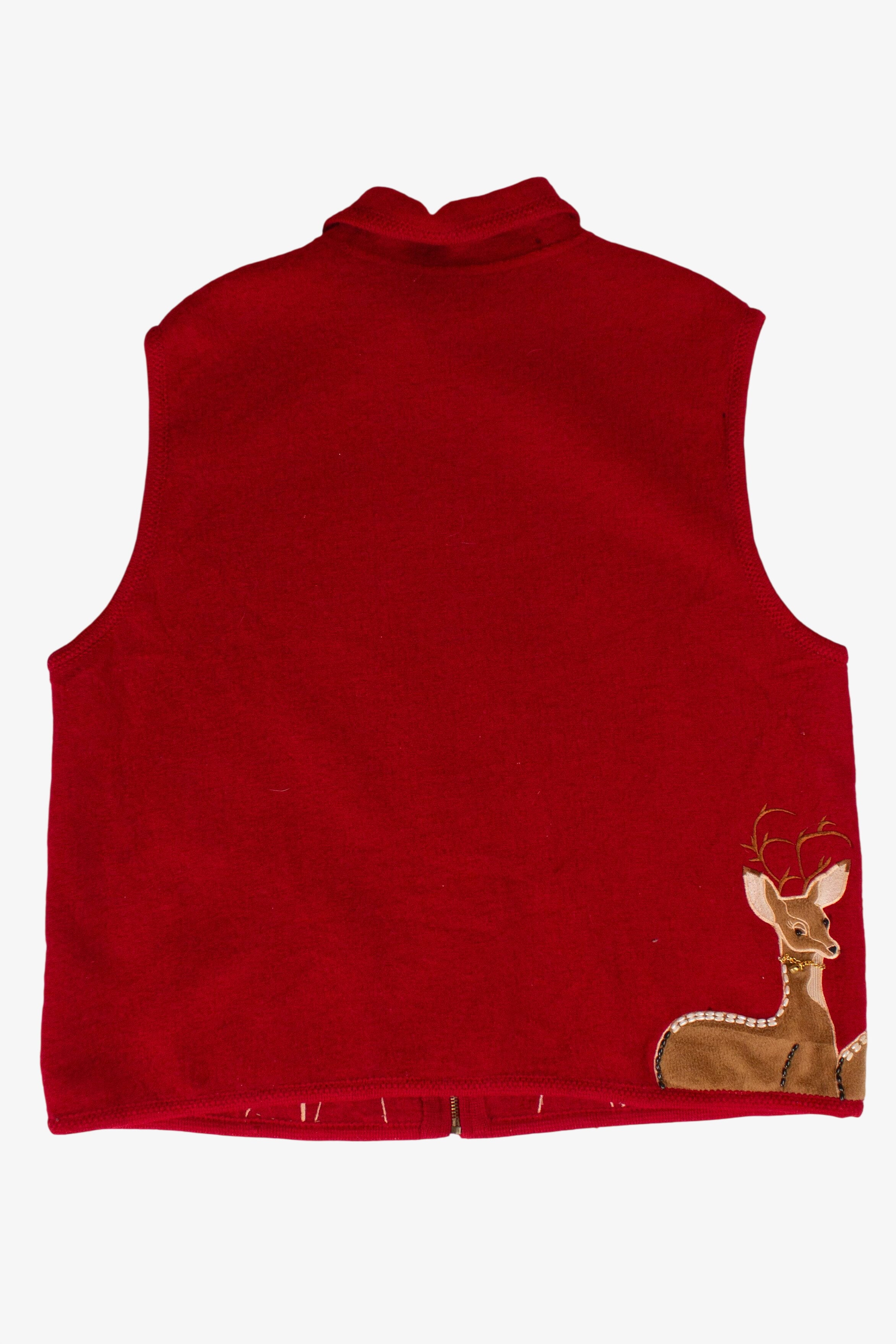 Red Wool Reindeer Ugly Christmas Vest (1990s)