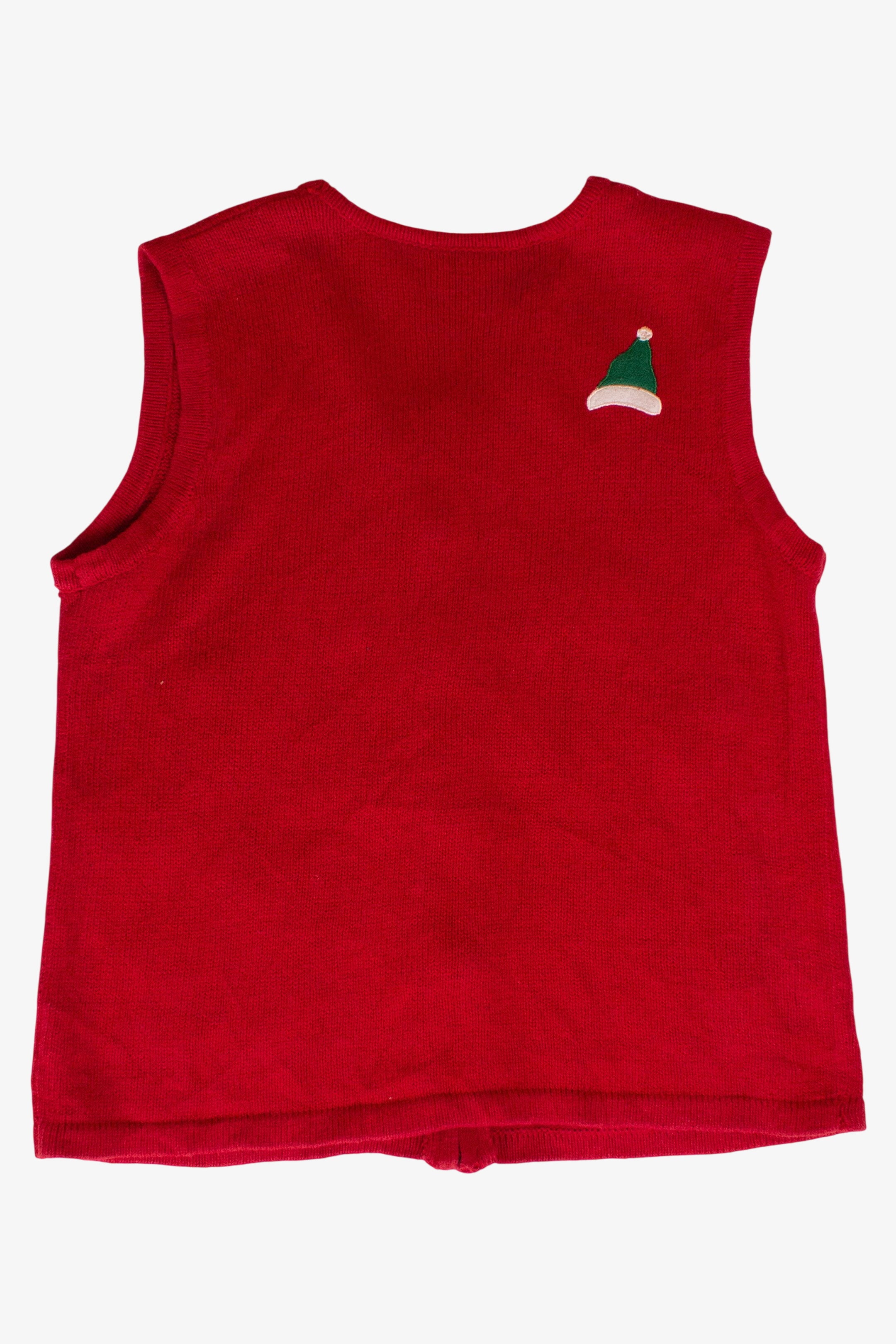 Red Snowmen Skis Ugly Christmas Vest (1990s)