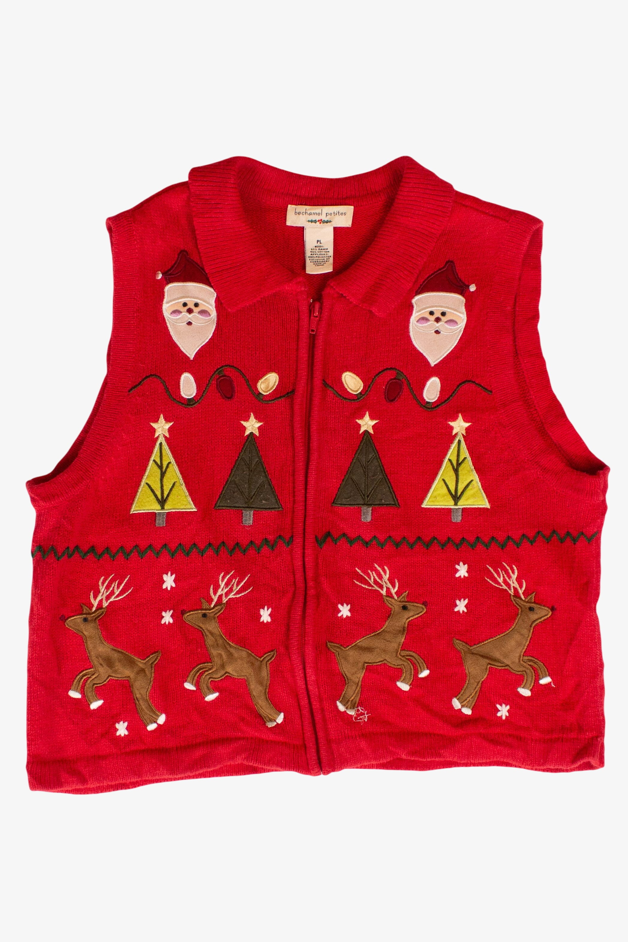 Red Bechamel Petites Ugly Christmas Vest (1990s)