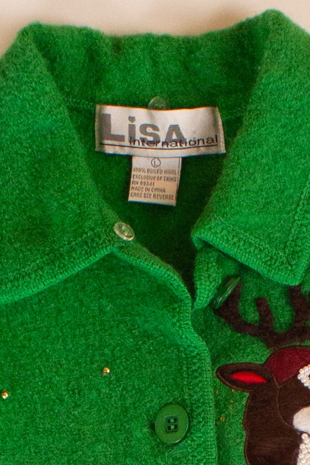 Green Wool Reindeer Ugly Christmas Vest (2000s)