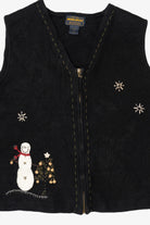 Vintage Black Woolrich Snowmen Ugly Christmas Vest (1990s)