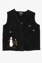 Vintage Black Woolrich Snowmen Ugly Christmas Vest (1990s)