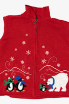 Vintage Red Southern Lady Penguins Ugly Christmas Vest (1990s)