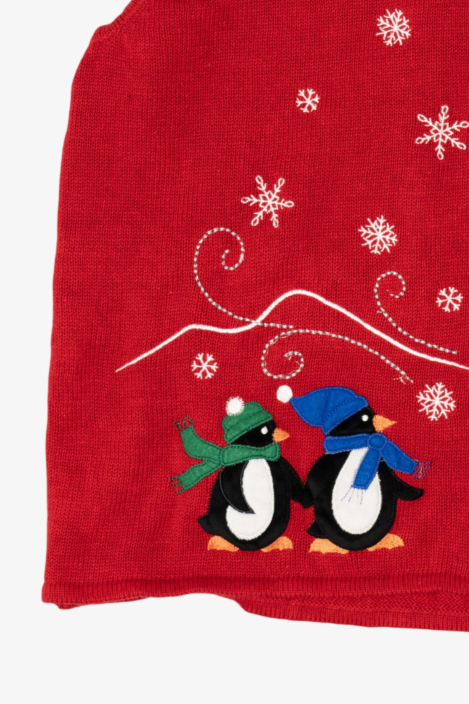 Vintage Red Southern Lady Penguins Ugly Christmas Vest (1990s)