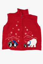 Vintage Red Southern Lady Penguins Ugly Christmas Vest (1990s)