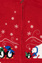 Vintage Red Southern Lady Penguins Ugly Christmas Vest (1990s)
