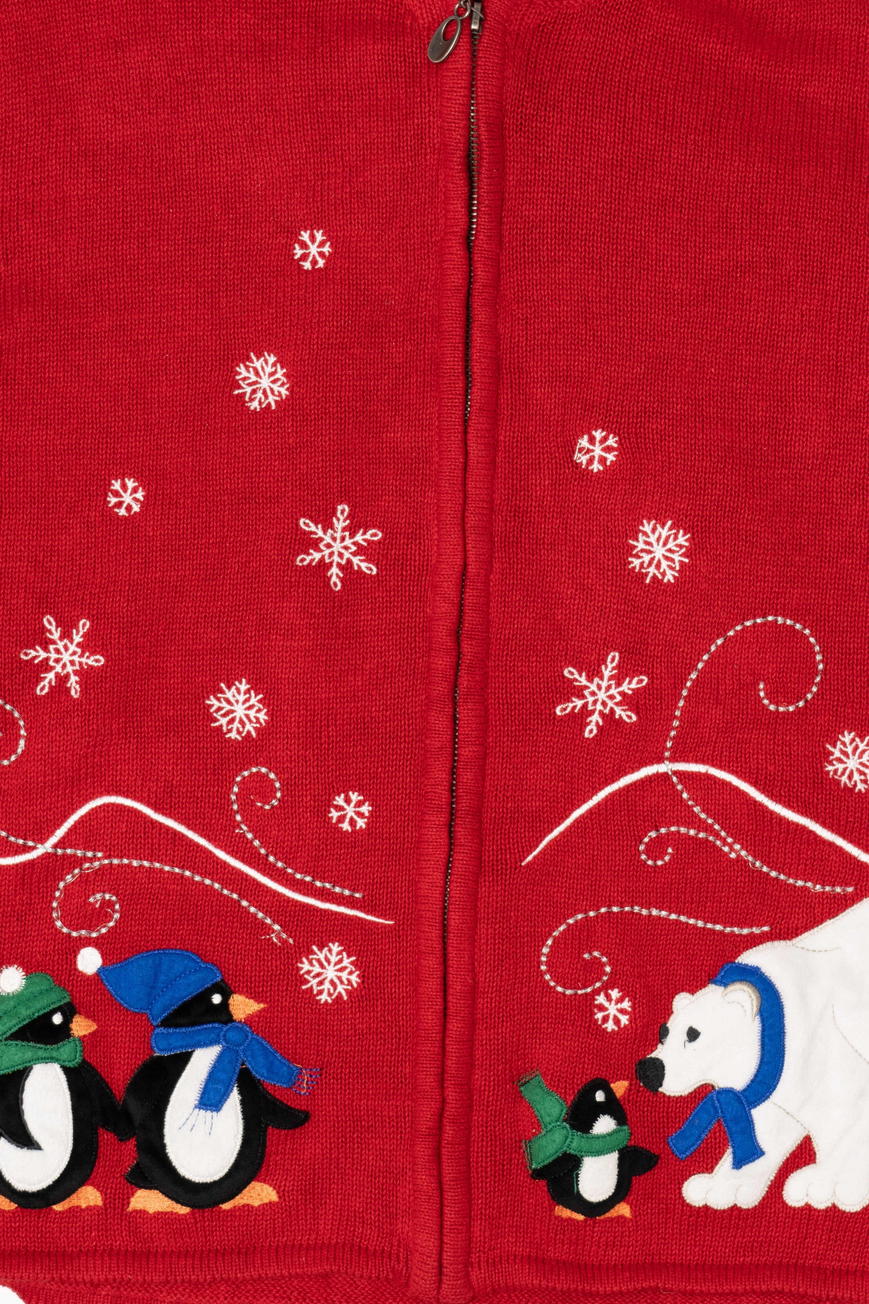 Vintage Red Southern Lady Penguins Ugly Christmas Vest (1990s)