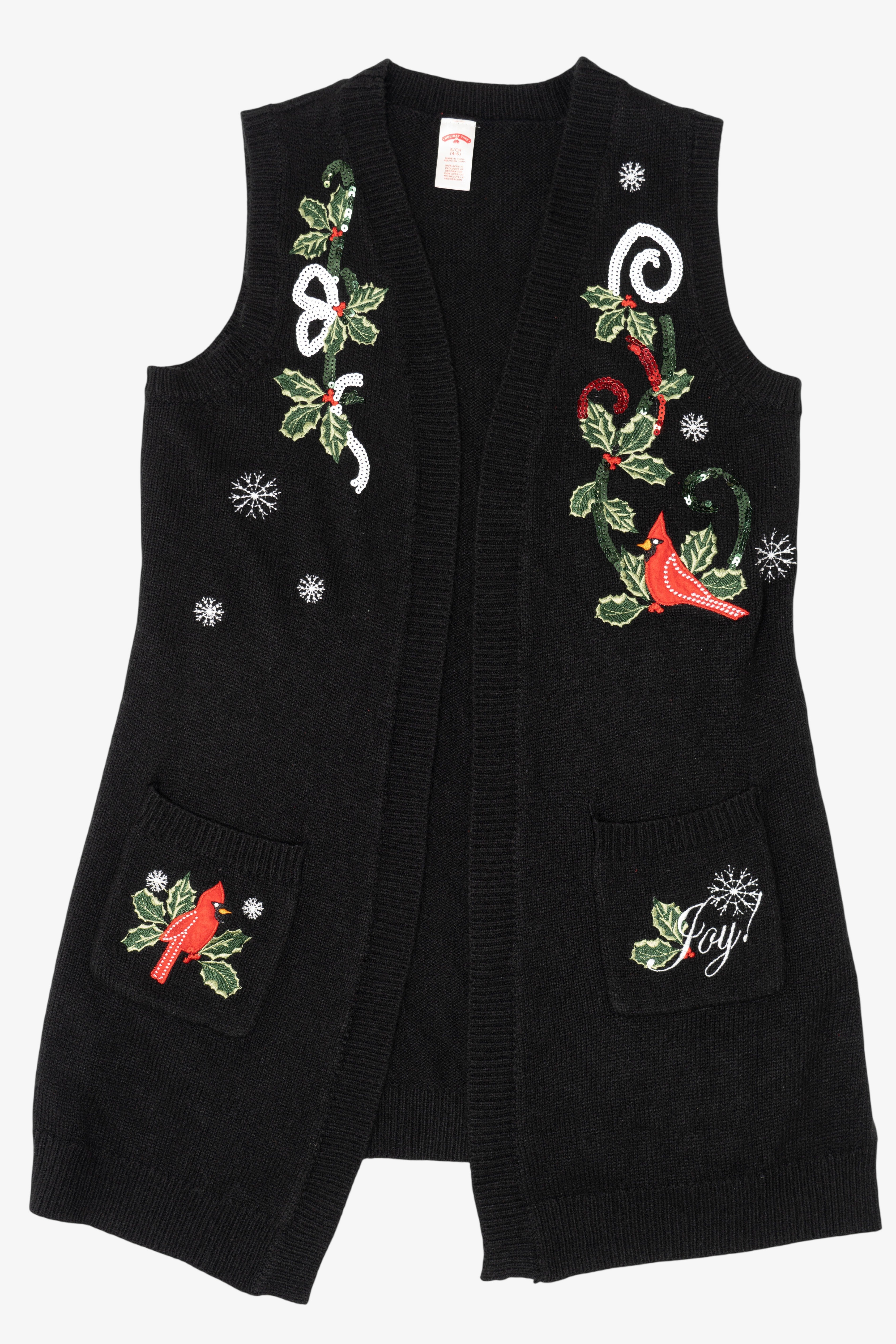 Vintage Black Holiday Time Cardinals Ugly Christmas Vest (2000s)