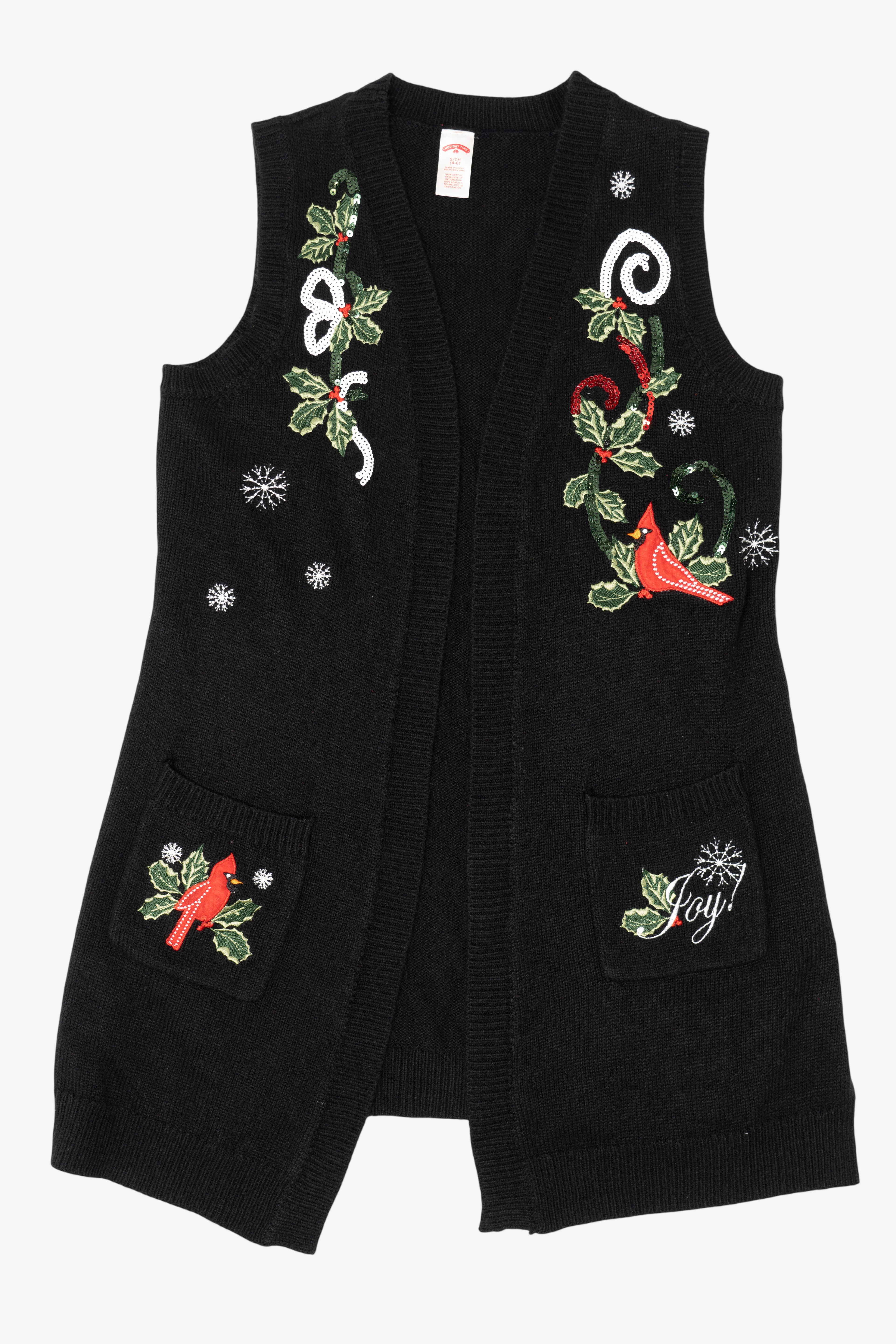 Vintage Black Holiday Time Cardinals Ugly Christmas Vest (2000s)