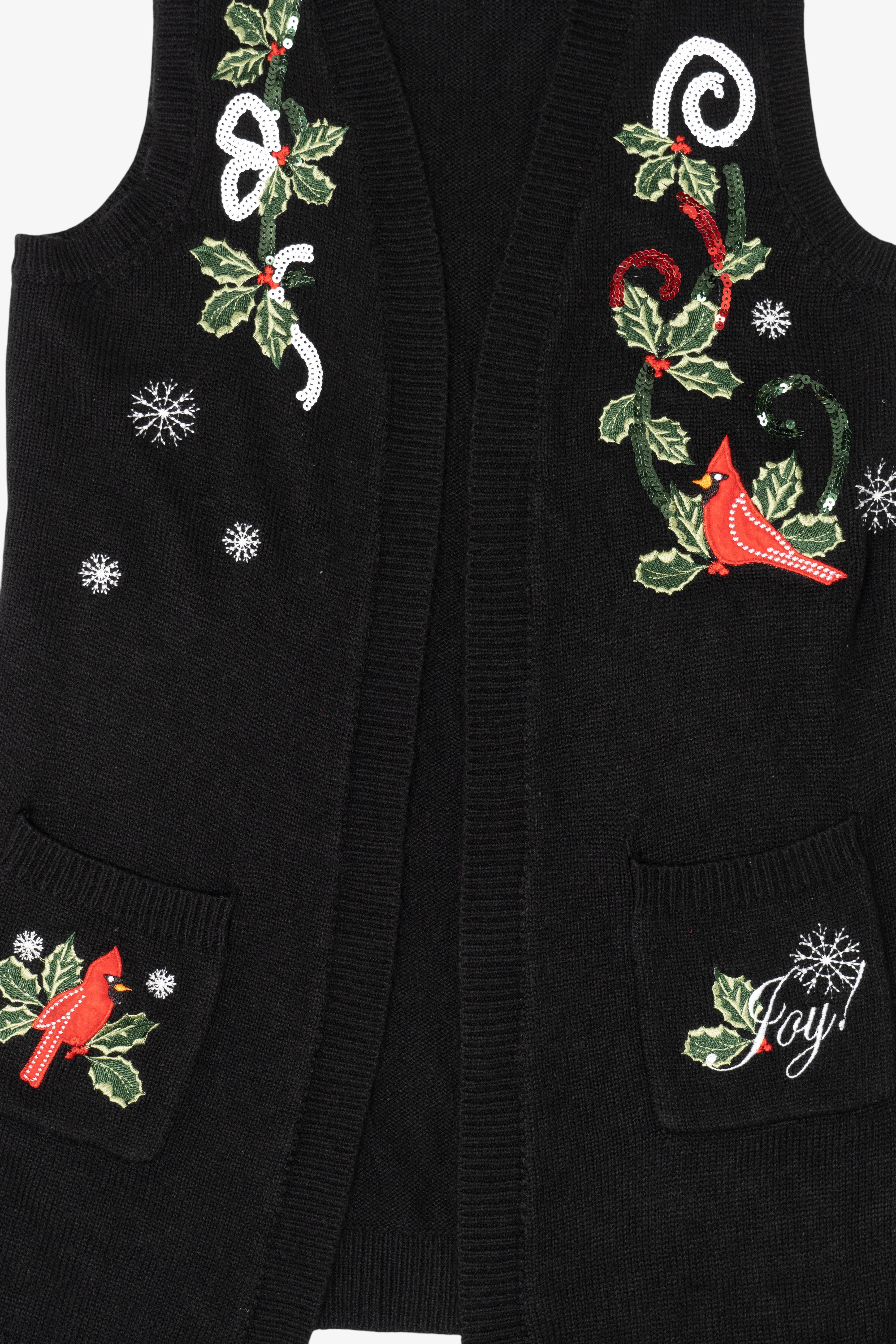 Vintage Black Holiday Time Cardinals Ugly Christmas Vest (2000s)