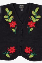 Vintage Black Studio Joy Poinsettias Ugly Christmas Vest (1990s)