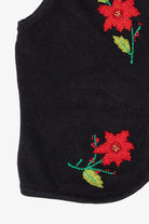 Vintage Black Studio Joy Poinsettias Ugly Christmas Vest (1990s)