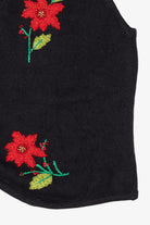 Vintage Black Studio Joy Poinsettias Ugly Christmas Vest (1990s)