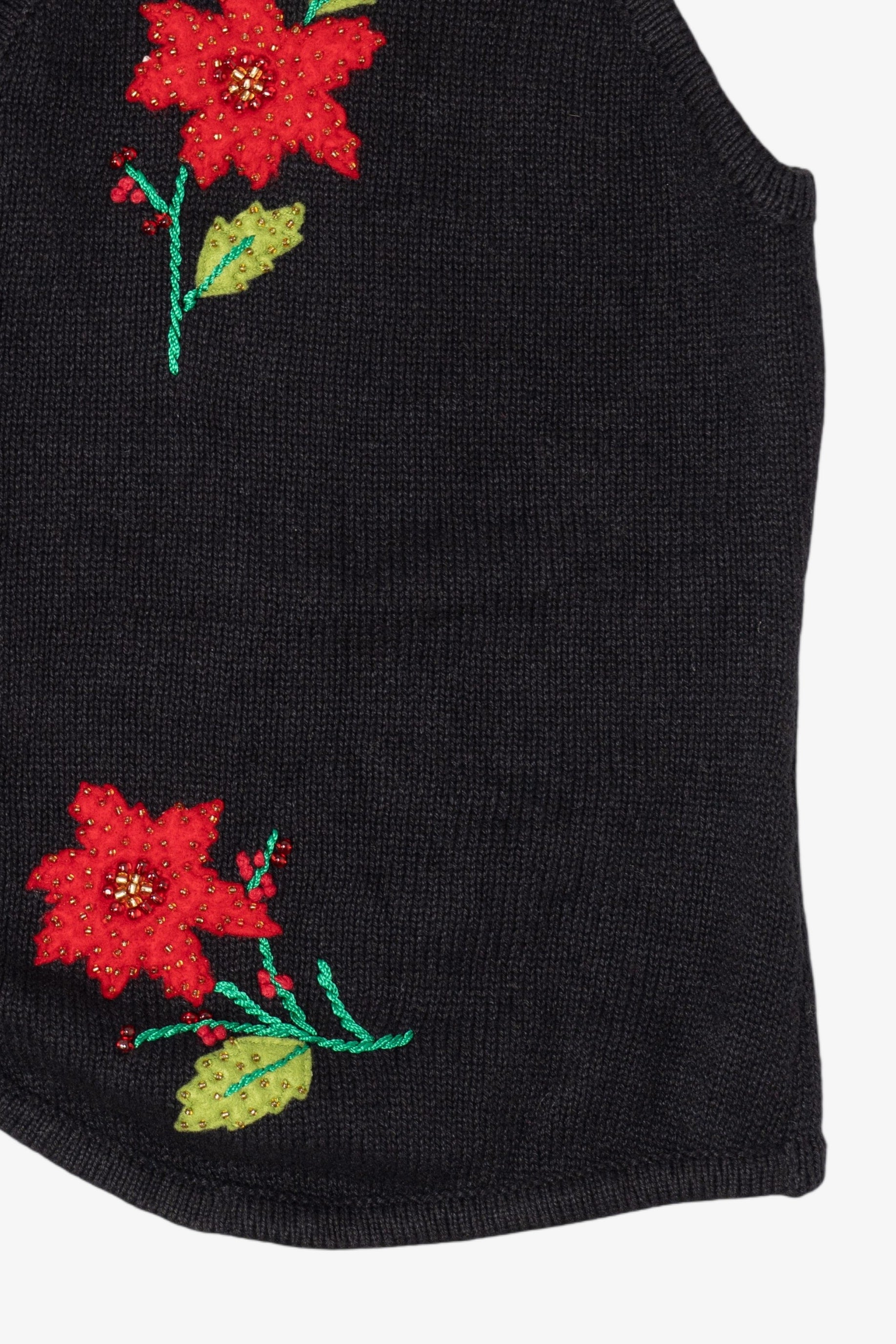 Vintage Black Studio Joy Poinsettias Ugly Christmas Vest (1990s)