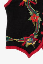 Vintage Black Kathie Lee Poinsettias Ugly Christmas Vest (1990s)