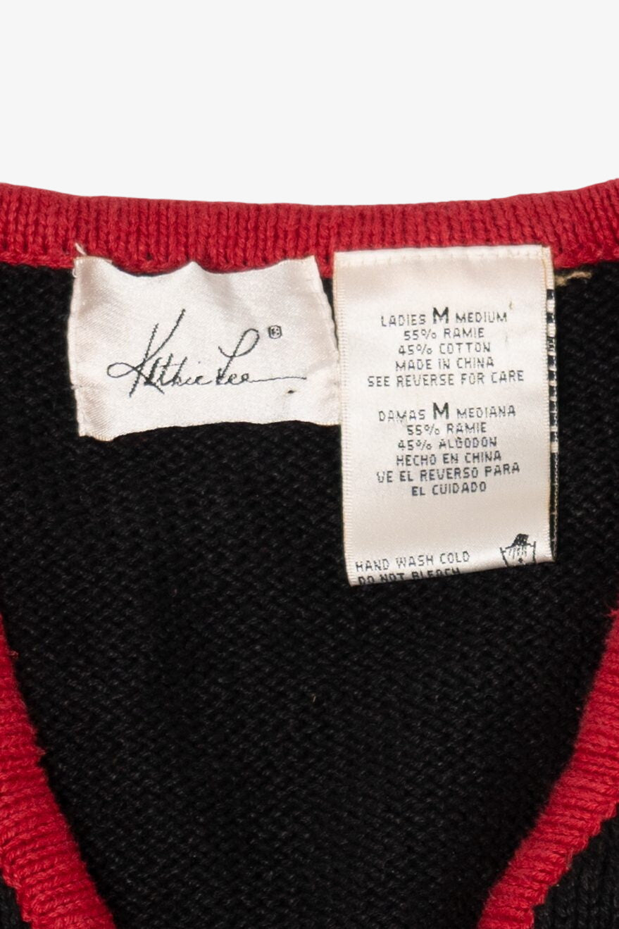 Vintage Black Kathie Lee Poinsettias Ugly Christmas Vest (1990s)